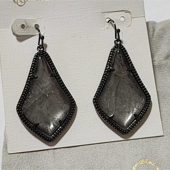 Kendra Scott Alex Drop earrings gunmetal tone mirror rock - Picture 5 of 7